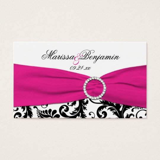 Black, White, and Fuchsia Wedding Favor Tag