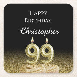 Black, White and Gold 99th Birthday Coaster