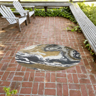 Black, White and Gold Abstract Magnet Outdoor Rug