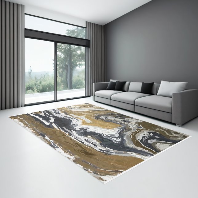 Black, White and Gold Abstract  Rug (Insitu (Indoor 3))