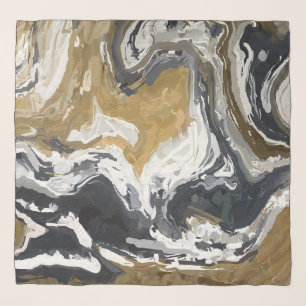 Black, White and Gold Abstract Scarf