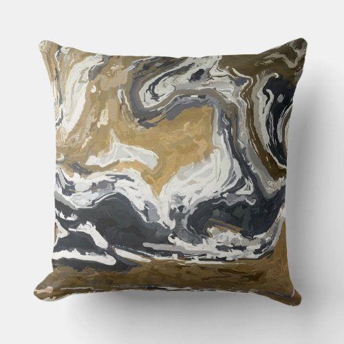 Black White and Gold Abstract Throw Pillow