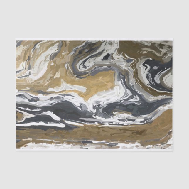 Black, White and Gold Abstract Tissue Paper (Front)