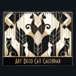 Black White and Gold Art Deco Cat Calendar<br><div class="desc">Twelve months of stunning vintage art deco cat designs to last the feline lover through the year. Beautiful illustrations of cute pets sure to please any cat lover. Classic old Hollywood vintage style in shades of black gold and off white cream.</div>