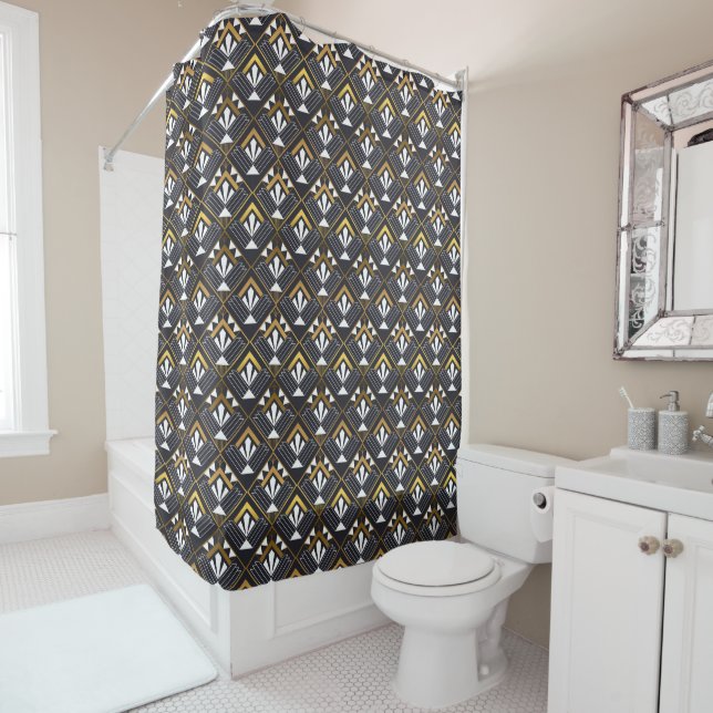 Black White And Gold Art Deco  Shower Curtain (In Situ)