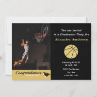 Black White and Gold Basketball graduation 