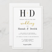 Black White and Gold Classic Monogram Wedding Invitation (Front/Back)