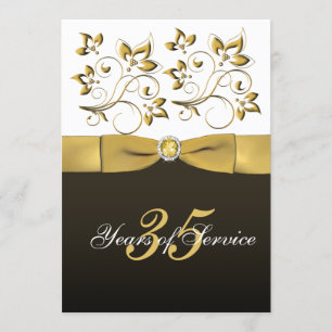 Black, White, and Gold Floral Corporate Retirement Invitation