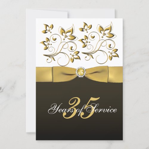 Black White and Gold Floral Corporate Retirement Invitation