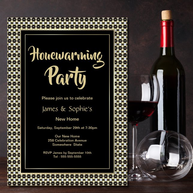 Black White and Gold Housewarming Party Invitation (Creator Uploaded)