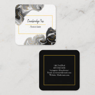 Black, White and Gold Marble Classy  Square Business Card