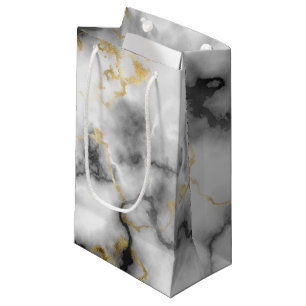 Black White and Gold Marble Pattern Small Gift Bag