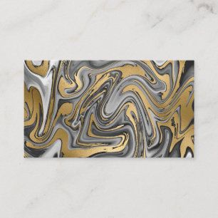 Black, White And Gold Marbled Oil Slick Abstract Business Card