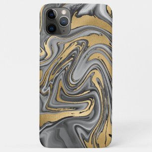 Black, White And Gold Marbled Oil Slick Abstract iPhone 11 Pro Max Case