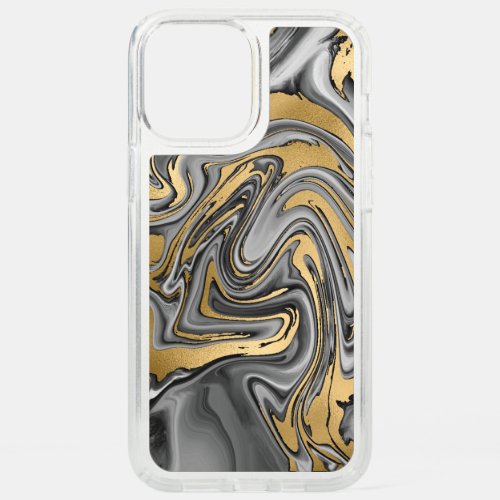 Black White And Gold Marbled Oil Slick Abstract Speck iPhone 12 Pro Max Case