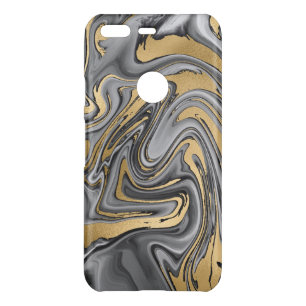 Black, White And Gold Marbled Oil Slick Abstract Uncommon Google Pixel Case