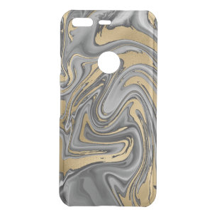 Black, White And Gold Marbled Oil Slick Abstract Uncommon Google Pixel Case