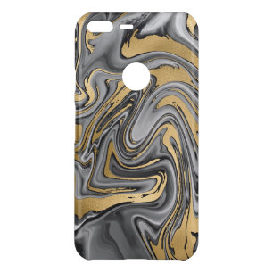 Black, White And Gold Marbled Oil Slick Abstract Uncommon Google Pixel XL Case