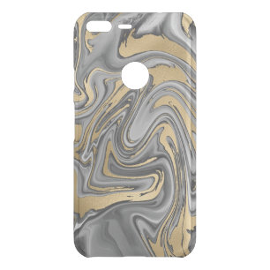 Black, White And Gold Marbled Oil Slick Abstract Uncommon Google Pixel XL Case
