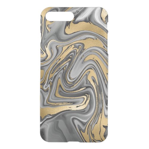 Black White And Gold Marbled Oil Slick Abstract iPhone 8 Plus7 Plus Case