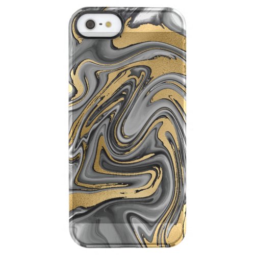 Black White And Gold Marbled Oil Slick Abstract Clear iPhone SE55s Case