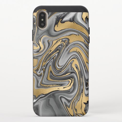 Black White And Gold Marbled Oil Slick Abstract iPhone XS Max Slider Case