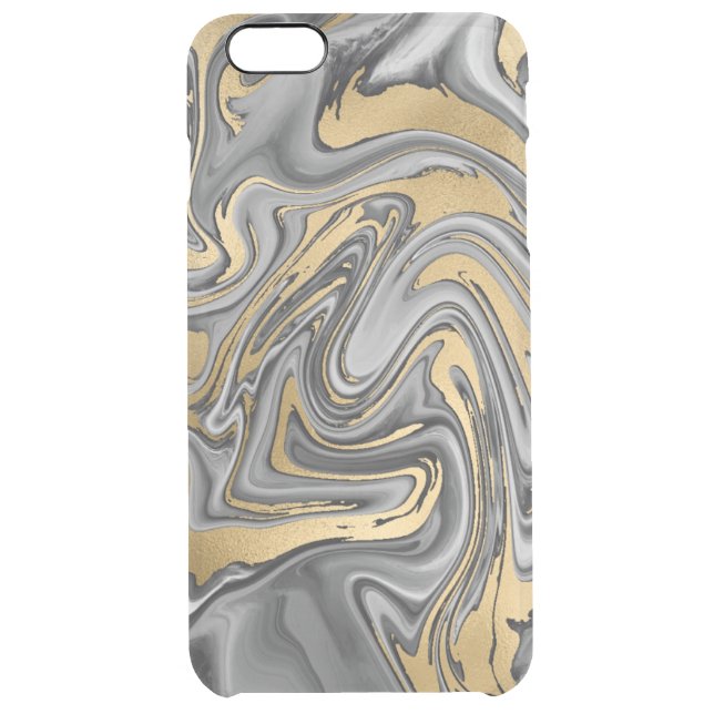Black, White And Gold Marbled Oil Slick Abstract Uncommon iPhone Case (Back)