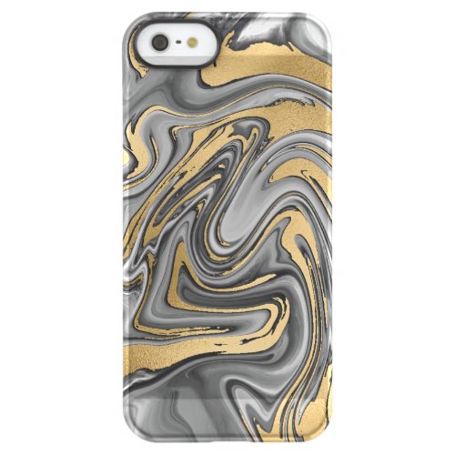 Black White And Gold Marbled Oil Slick Abstract Permafrost iPhone SE55s Case