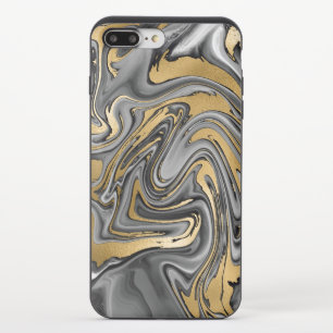 Black, White And Gold Marbled Oil Slick Abstract iPhone 8/7 Plus Slider Case
