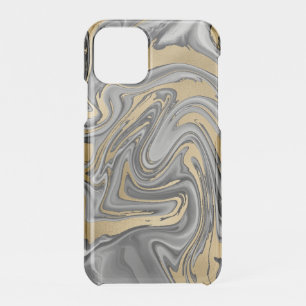 Black, White And Gold Marbled Oil Slick Abstract iPhone 11 Pro Case