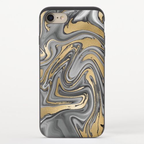 Black White And Gold Marbled Oil Slick Abstract iPhone 87 Slider Case