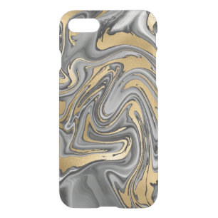 Black, White And Gold Marbled Oil Slick Abstract iPhone SE/8/7 Case