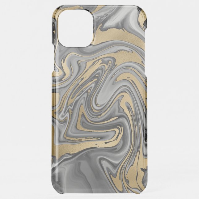 Black, White And Gold Marbled Oil Slick Abstract Uncommon iPhone Case (Back)