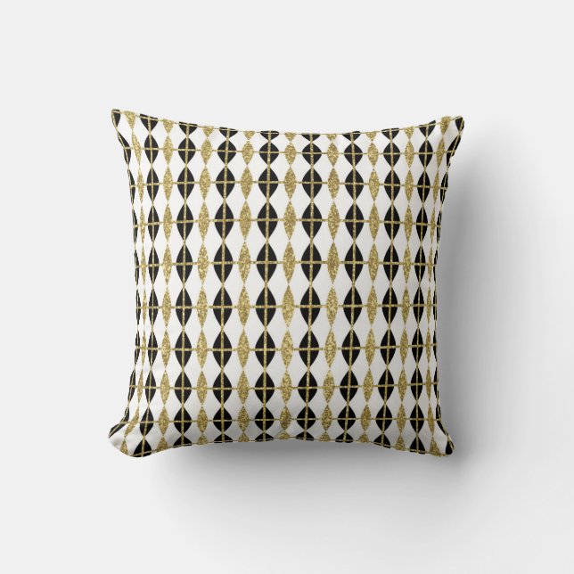 Black, White and Gold Marquise Pillow (Front)