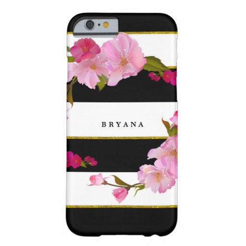 Black White and Gold Modern Floral Chic Glam Barely There iPhone 6 Case