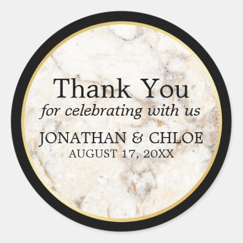 Black White and Gold Personalized Wedding Sticker