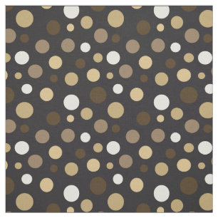 Black White and Gold Polka Dot Pattern Fabric