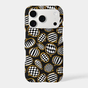 Black White and Gold Pumpkin Pattern iPhone 17 Pro Case