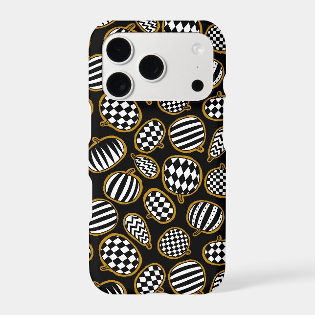 Black White and Gold Pumpkin Pattern Iphone Case (Back)