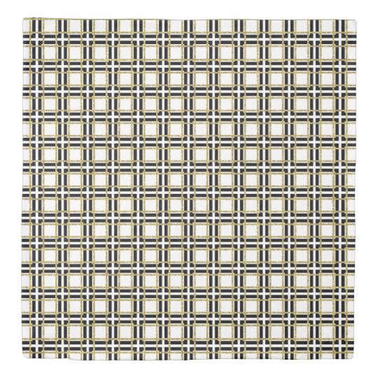 Black, White and Gold Squares Duvet Cover