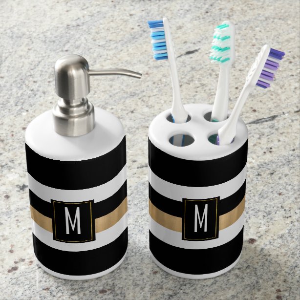 Black And Gold Bath Accessory Sets Zazzle