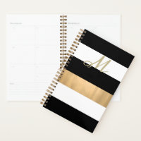 Black, White and Gold Striped Planner