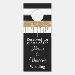 Black White and Gold Wedding Hotel Room Reserved Door Hanger