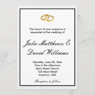 Black, White and Gold Wedding Rings Invitation
