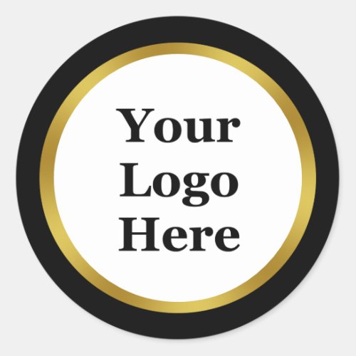 Black White and Gold Your Logo Here Template Classic Round Sticker