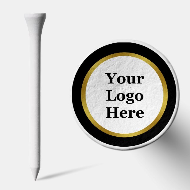 Black, White, and Gold Your Logo Here Template Golf Tees (Combo)