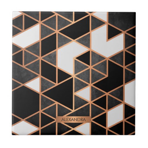 Black White and Golden Mosaic Ceramic Tile