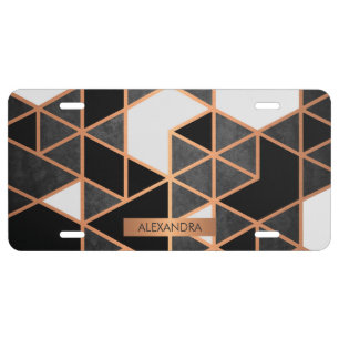 Black White and Golden Mosaic License Plate