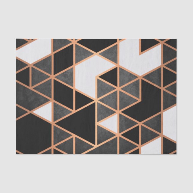 Black White and Golden Mosaic Tissue Paper (Front)