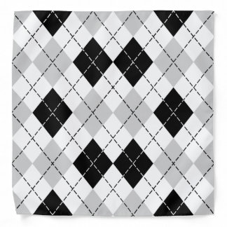 Black White and Gray Argyle Bandana